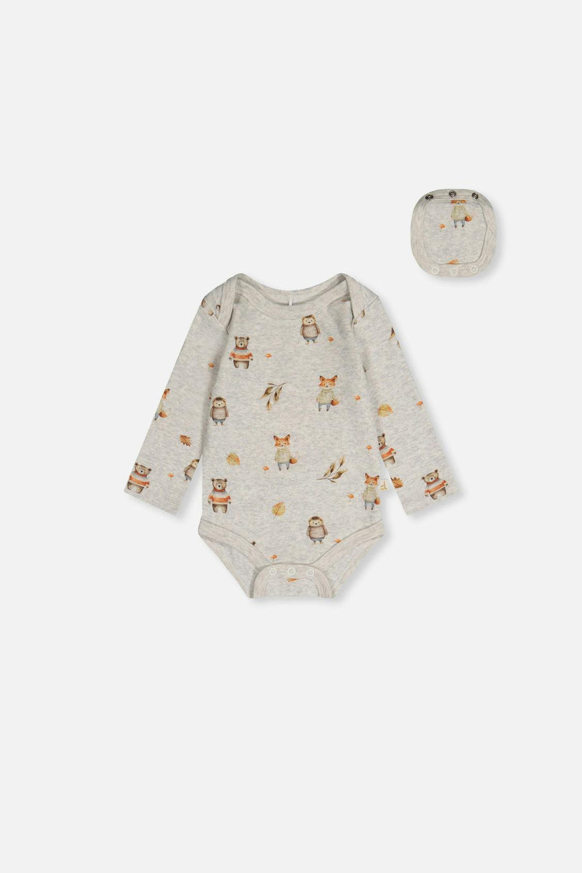 Organic Cotton Onesie Beige Animal Print