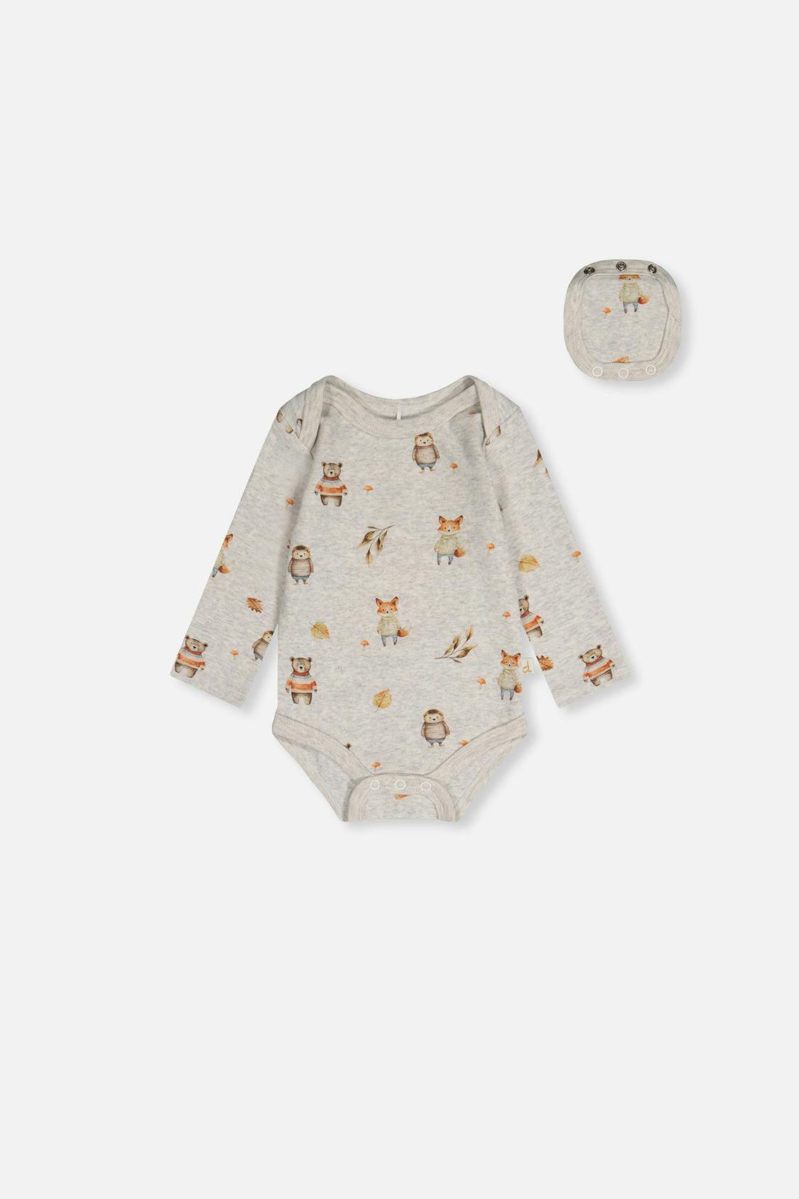 Organic Cotton Onesie Beige Animal Print