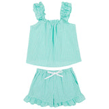 Women's Hepburn Gingham Mint Frill Tank PJ Set