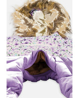 Baby Snug One Piece Snowsuit Adapted For Car Seats Purple Printed Mini Flowers