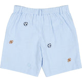 Check Seersucker Short W/Embroidered Sport Balls