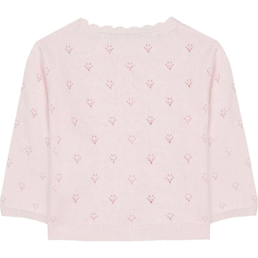 TARTINE ET CHOCOLAT Openwork Knit Baby Cardigan - Rose Pale