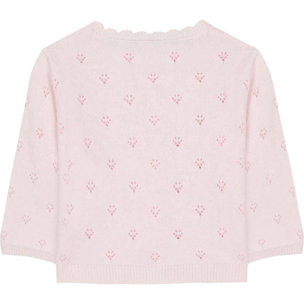 TARTINE ET CHOCOLAT Openwork Knit Baby Cardigan - Rose Pale