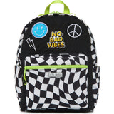 Checkered Pattern Backpack With Patches
