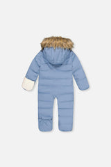 Baby Snug One Piece Snowsuit Adapted For Car Seats Blue Grey