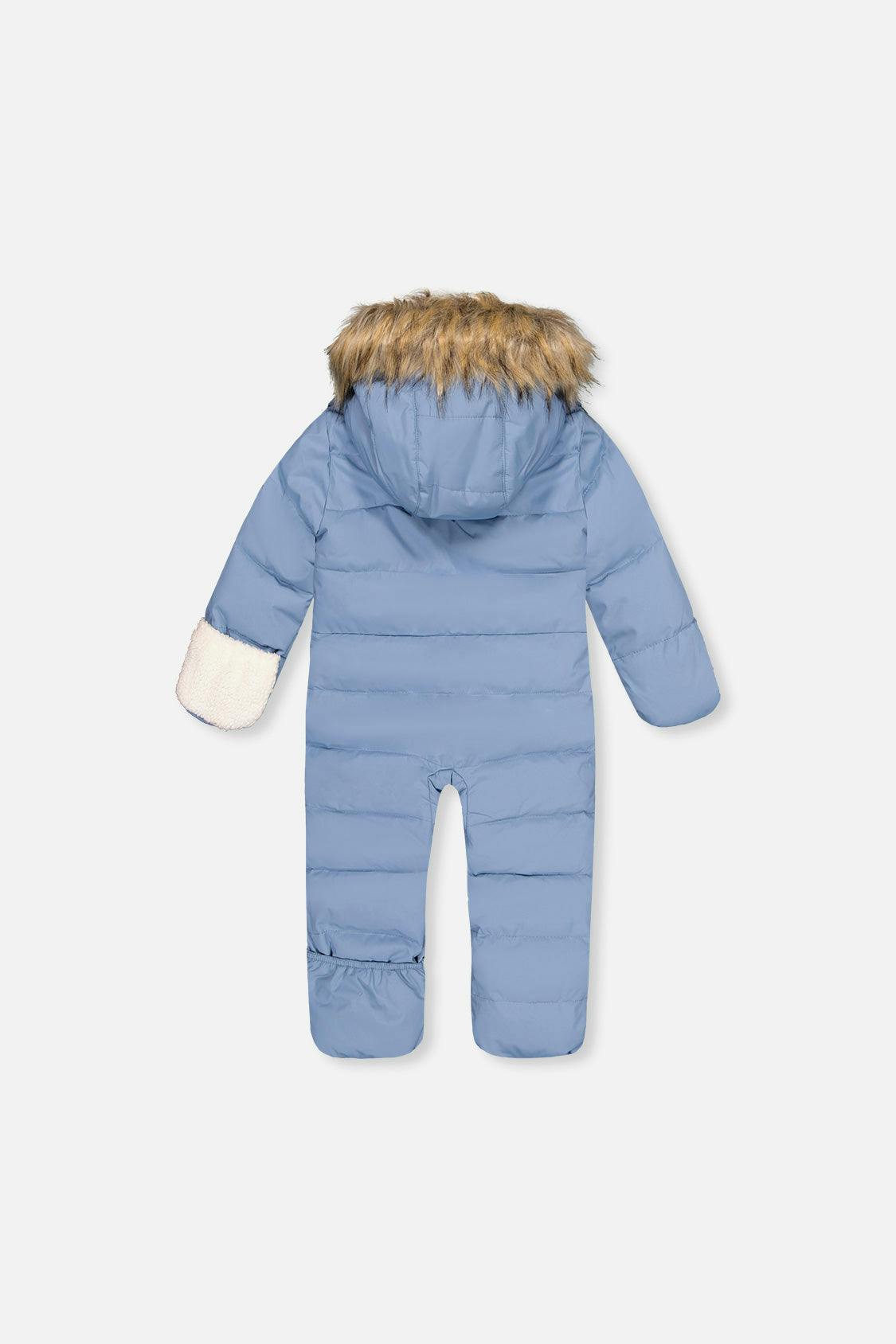 Baby Snug One Piece Snowsuit Adapted For Car Seats Blue Grey