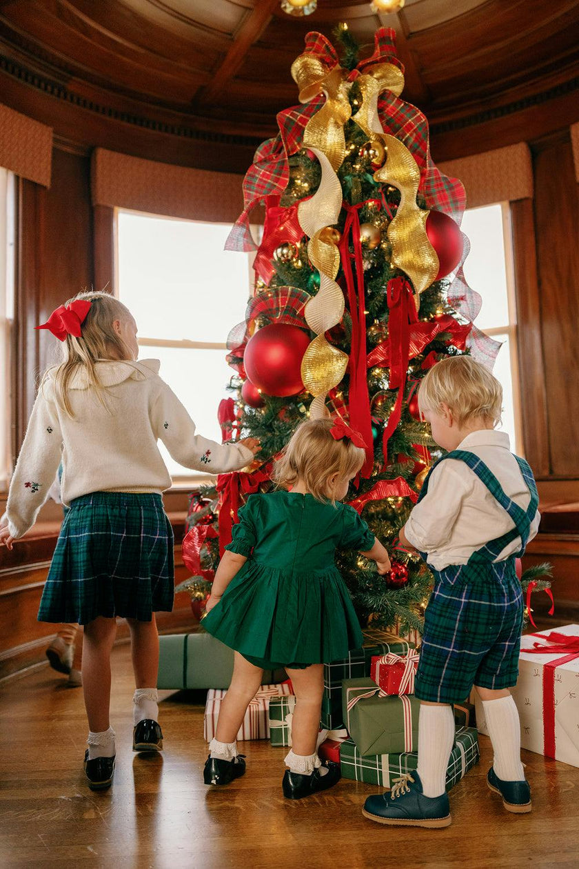 Baby Christmas Tree Dress Set in Emerald
