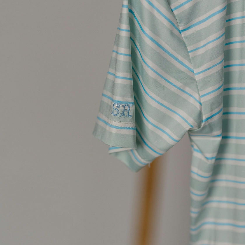 Athletic Polo in Stripe in Blue Jay