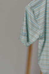 Athletic Polo in Stripe in Blue Jay