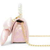 Shiny Quilted Fluffy Bow Handbag