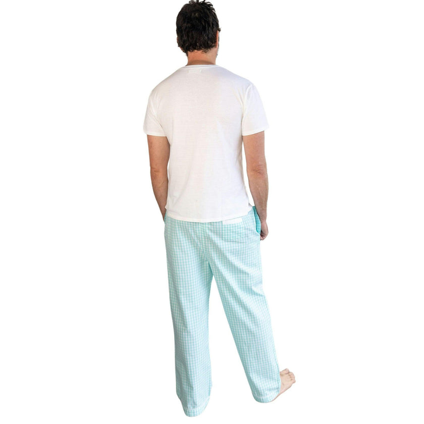 Men's Hepburn Gingham Mint PJ Pants - Organic Cotton Poplin