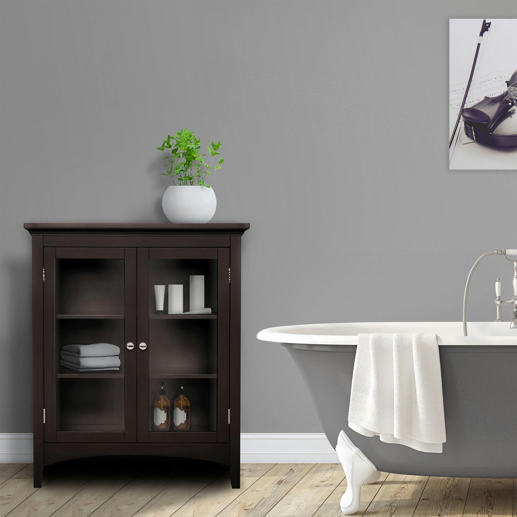 Madison Wooden Floor Cabinet with 2 Glass Doors
