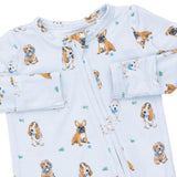Bestie Dogs Blue - 2 Way Zipper Footie