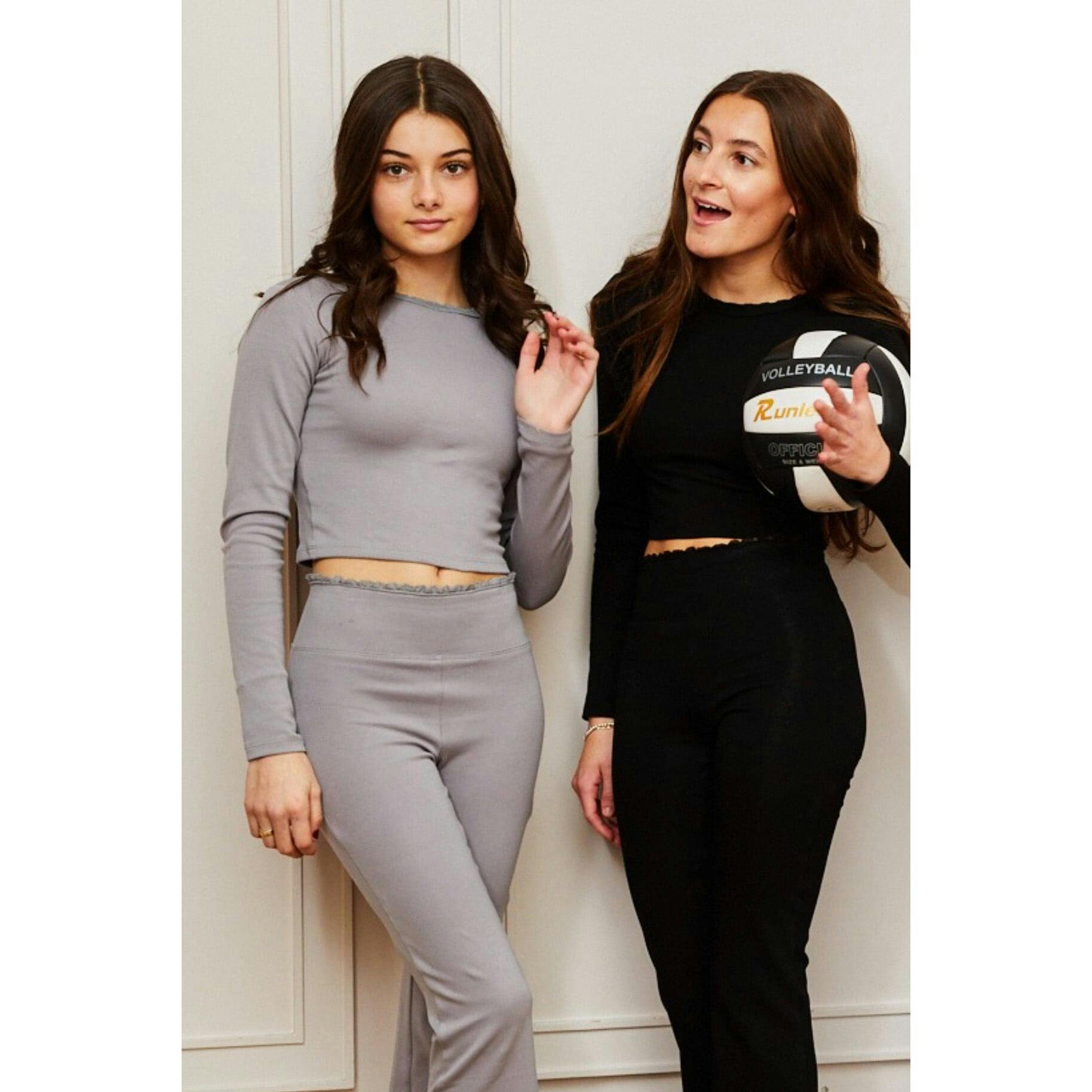 Lucy Grey Long Sleeve Crop Top