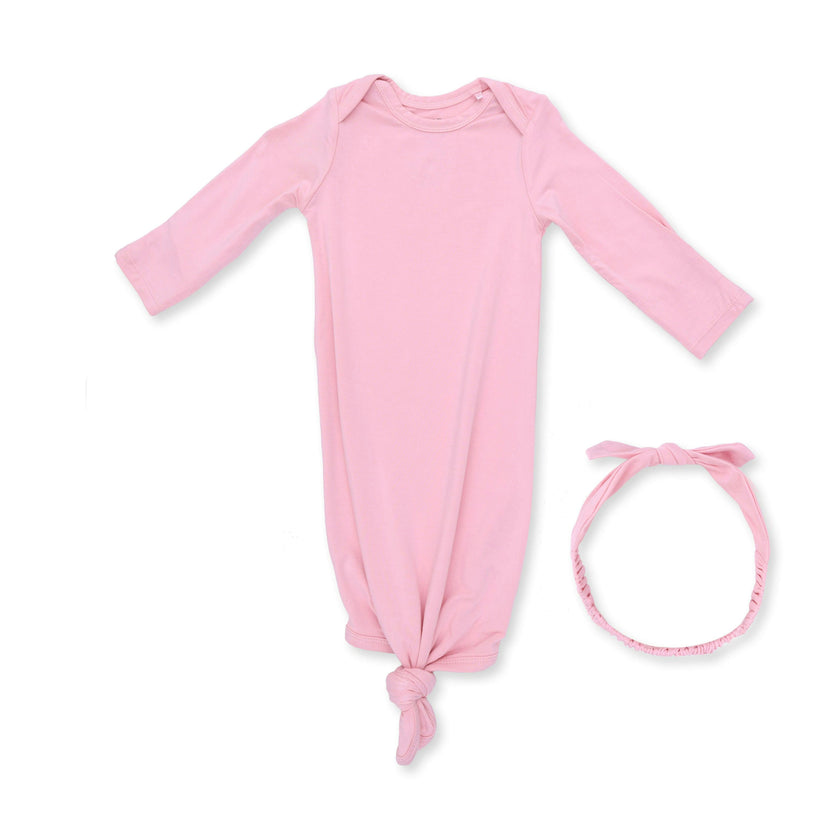 Solid Candy Pink - Knotted Gown and Headband