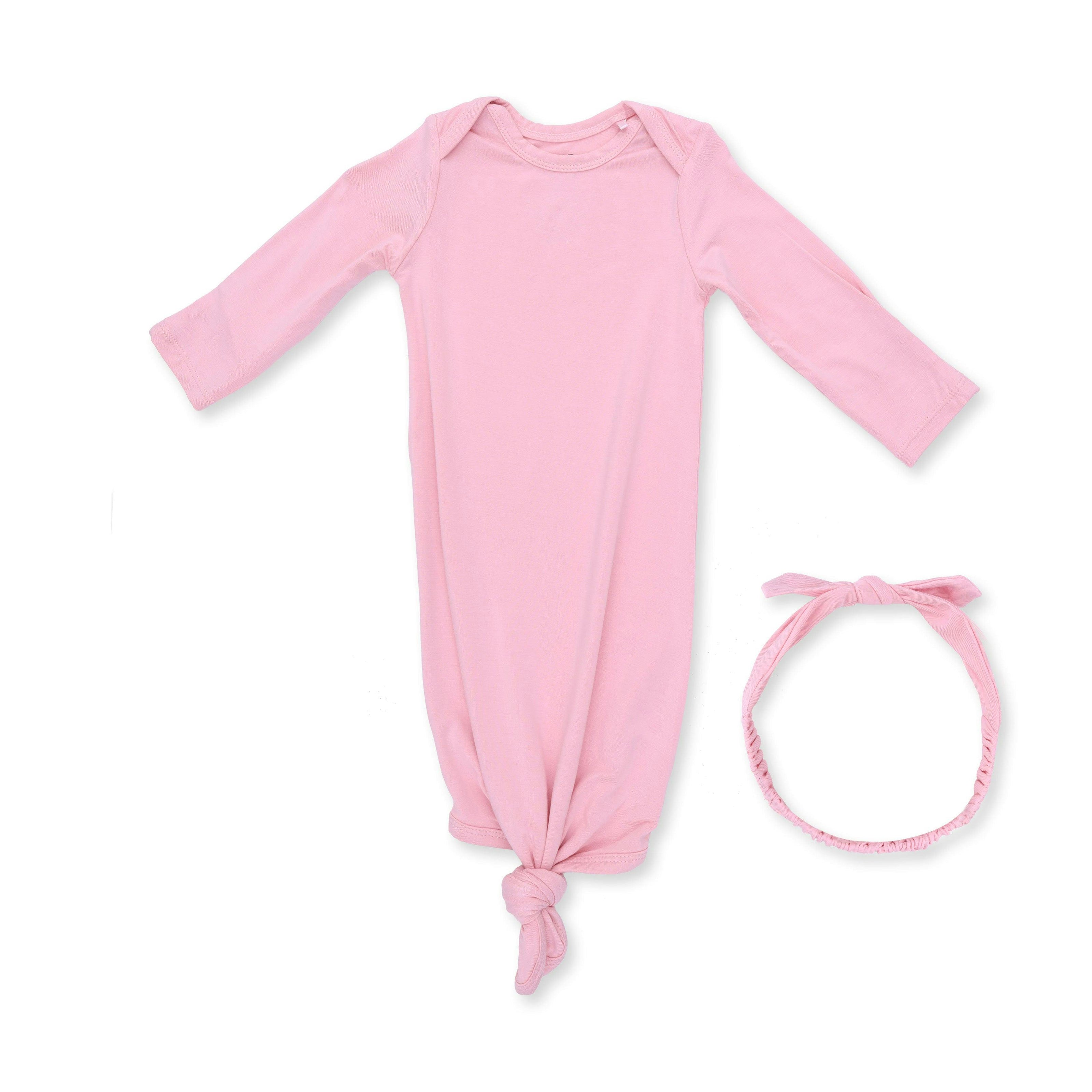 Solid Candy Pink - Knotted Gown and Headband