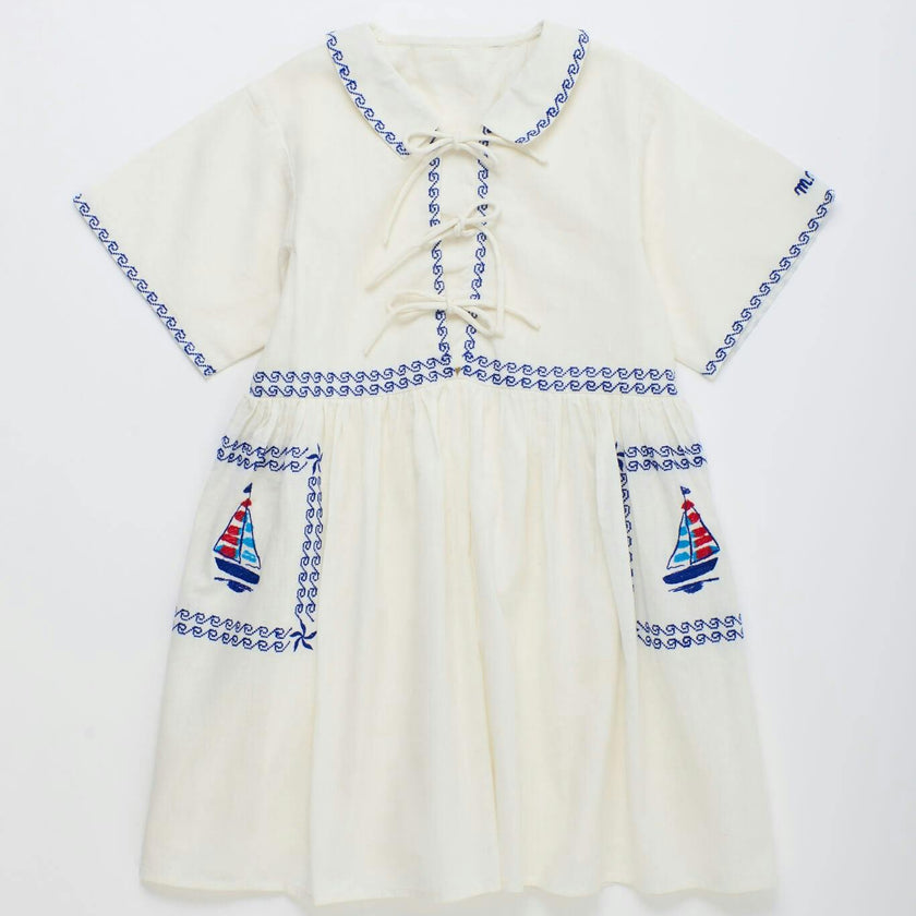 BARCOS EMBROIDERED DRESS WHITE