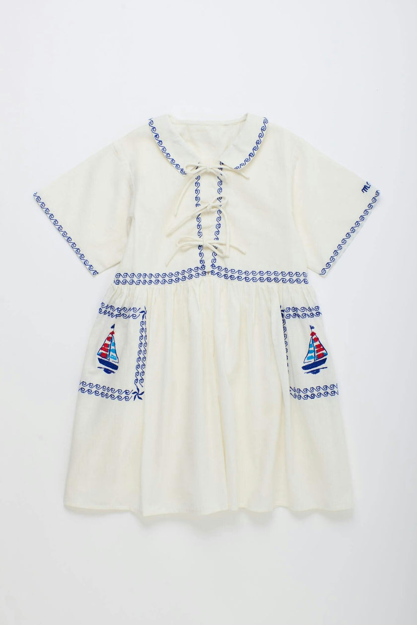 BARCOS EMBROIDERED DRESS WHITE
