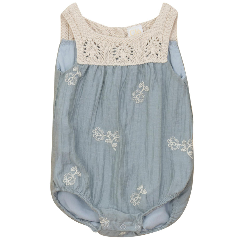 Woven Crinkle Crochet Button Front Bubble