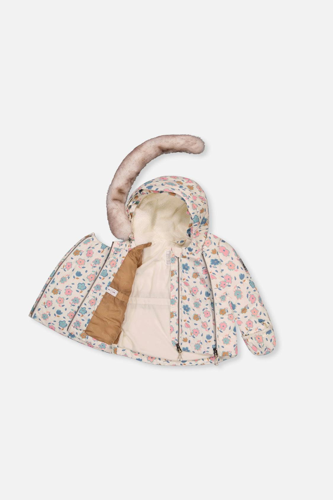 Baby Two Piece Snowsuit White With Floral Print