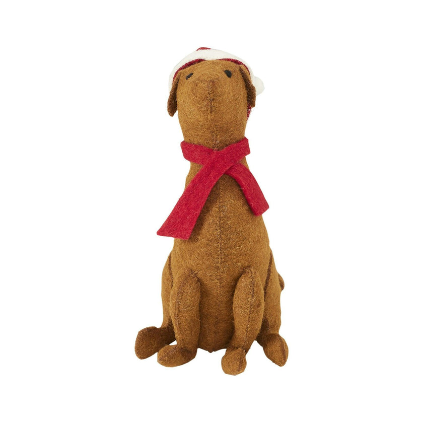 Brown Lab Santa Hat Christmas Tree Topper Hand Felted Wool