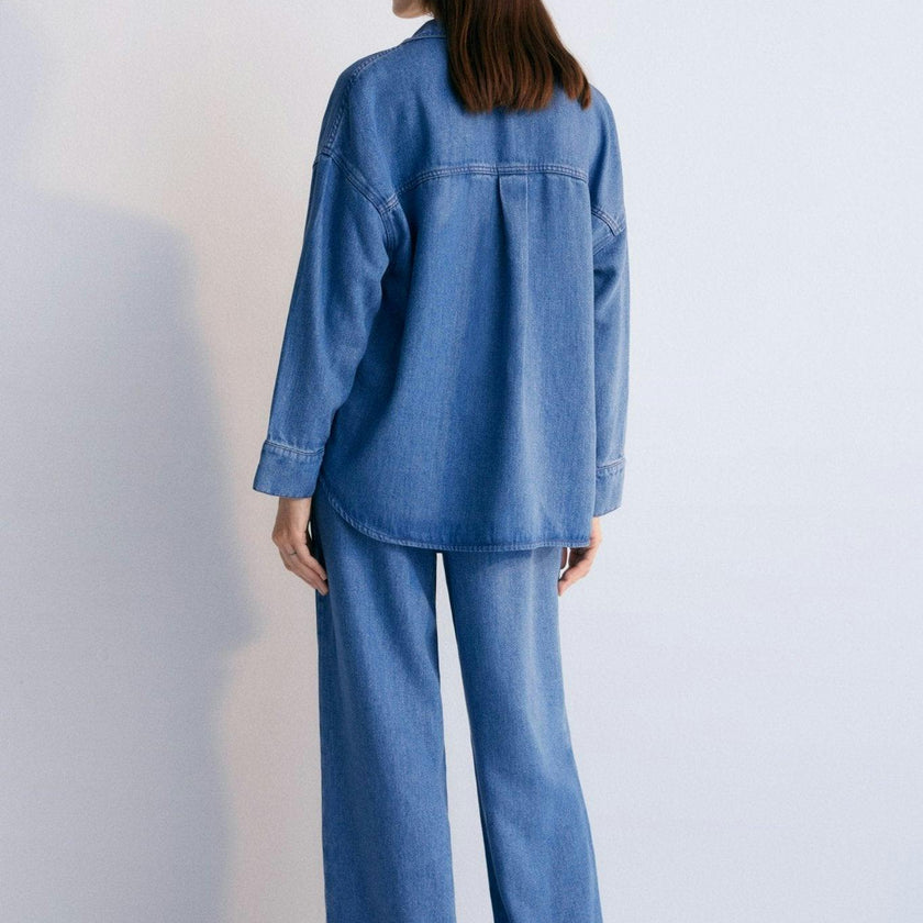 Micenas Woman Pant Mid Blue Denim