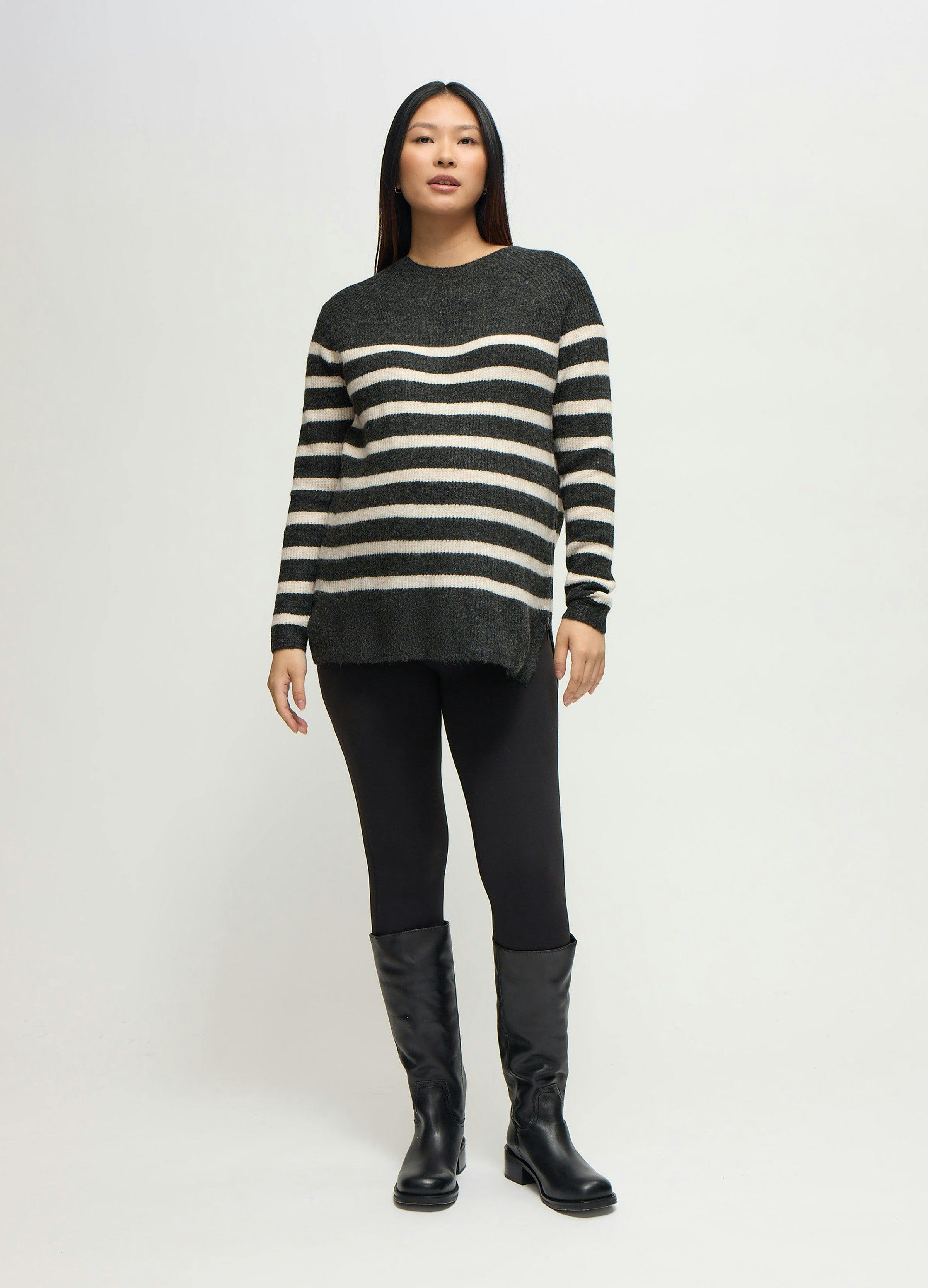 The Softline Side Zip Stripe Maternity and Nursing Sweater