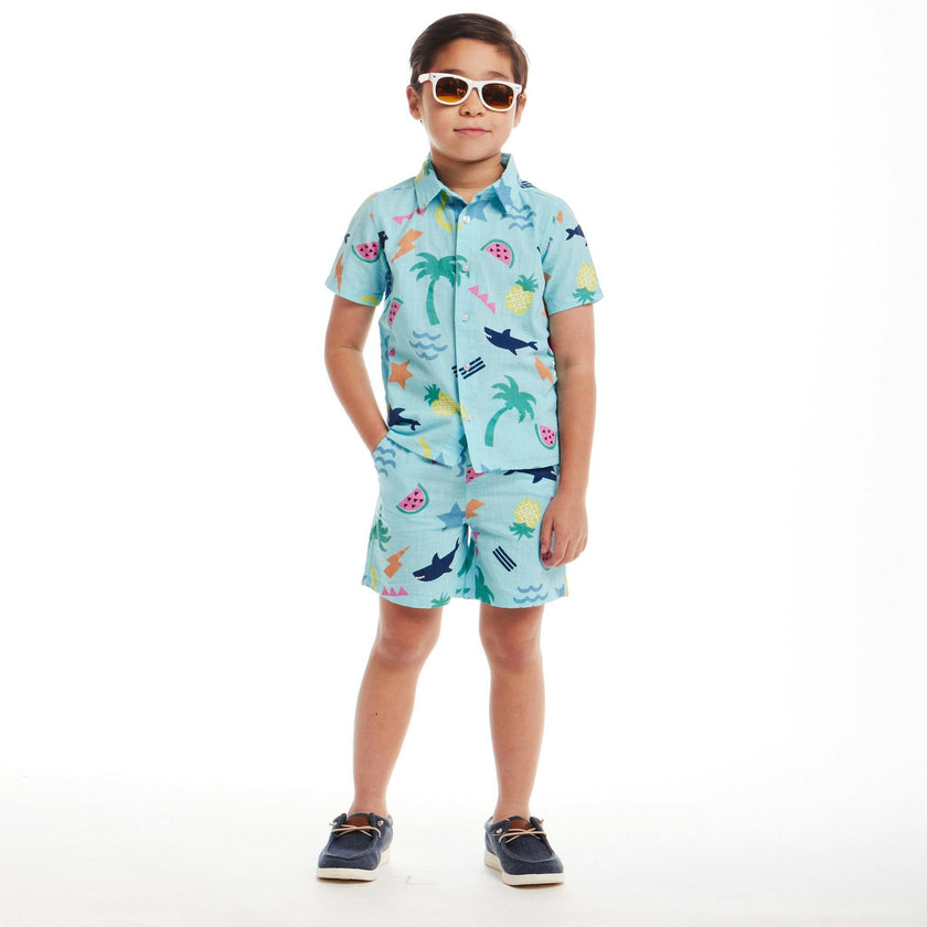 Kids 2-Piece Fun Print Matching Buttondown Set