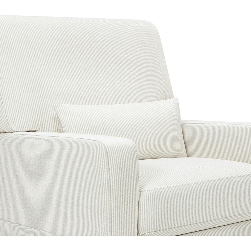 Crawford Pillowback Comfort Swivel Glider in Fog Chatham Stripe