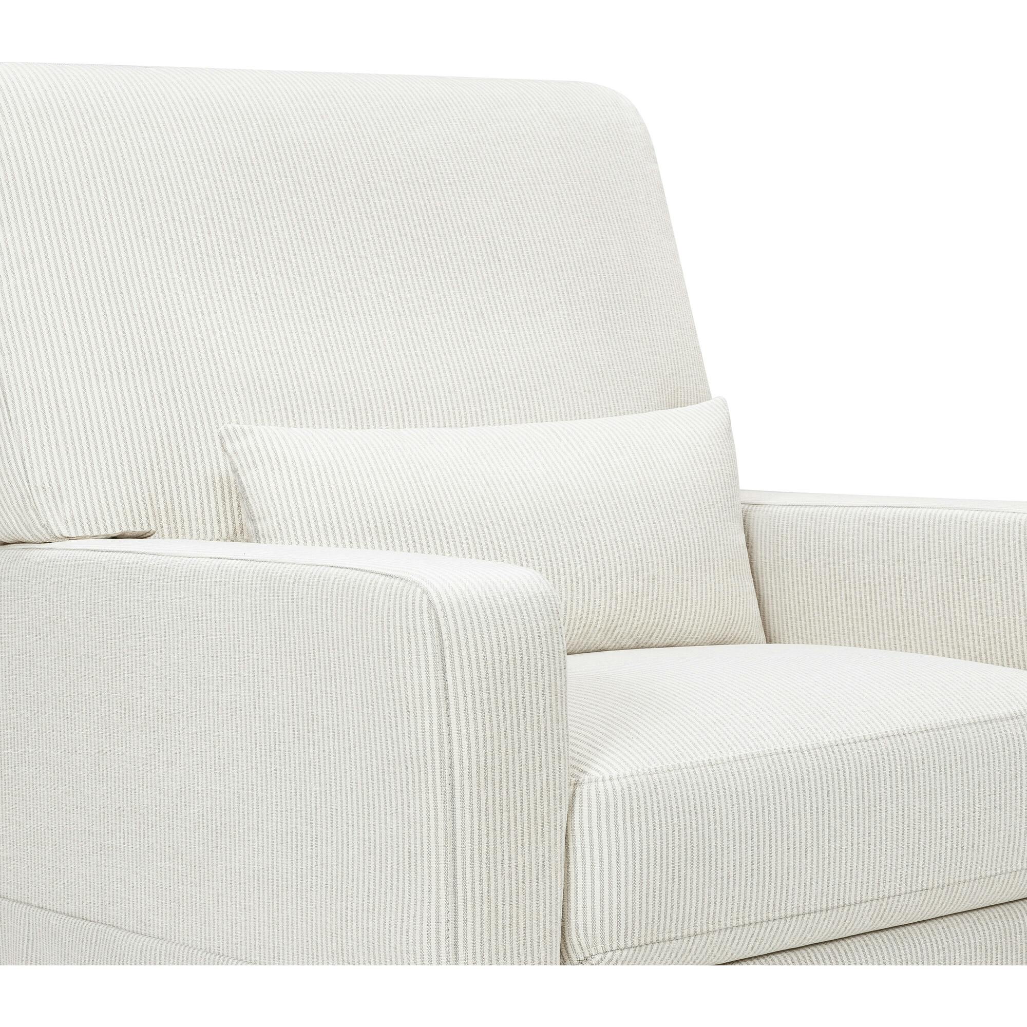 Crawford Pillowback Comfort Swivel Glider in Fog Chatham Stripe