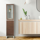 Tyler Modern Wooden Linen Tower Tall Storage Cabinet with Two Doors for Bathrooms or Hallways