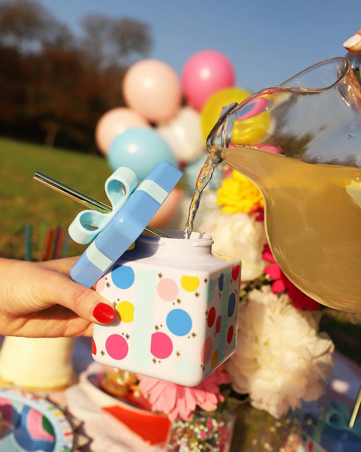 Packed Party Be A Gift Sipper; Reusable Plastic Happy Birthday Present Novelty Tumbler Cup With Straw for Men and Women; Great for Boys Girls and Adults