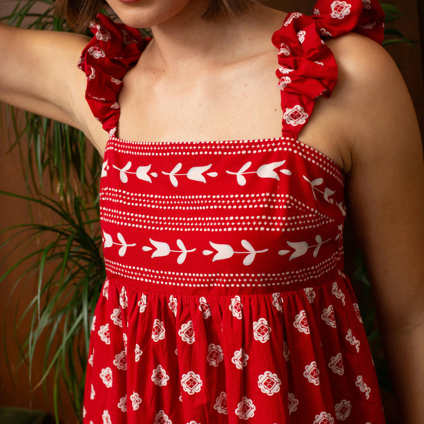 Sylvia Scarlet Bandana Midi Dress