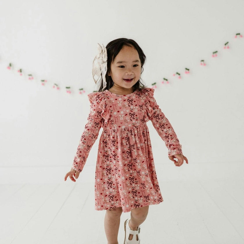 Girl's Long Sleeve Ruffle Dress