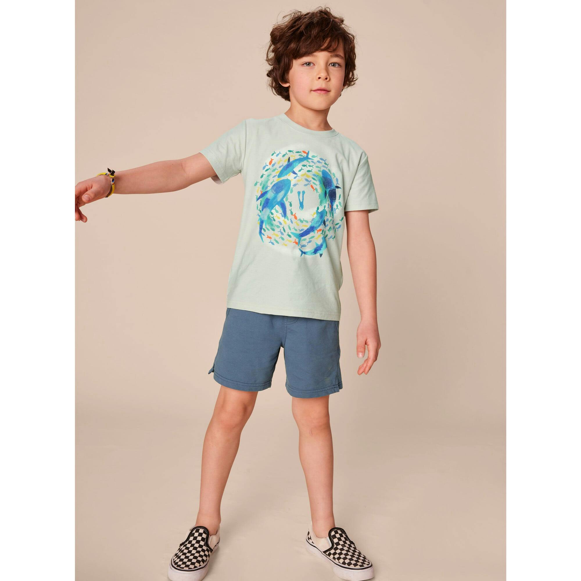 Knit Drawstring Shortie, Blue
