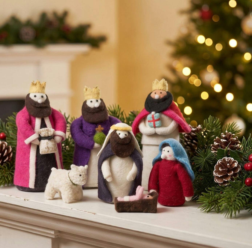 Handmade Christmas Nativity Scene in Hand Felted Wool