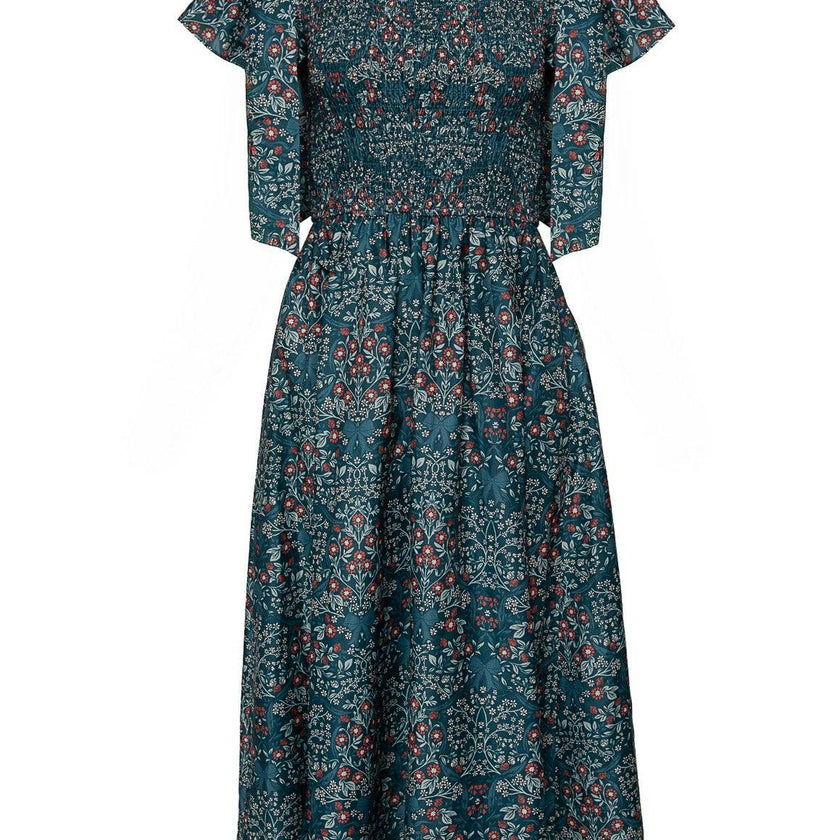 Rayna Dress in Teal Ribboned Garden