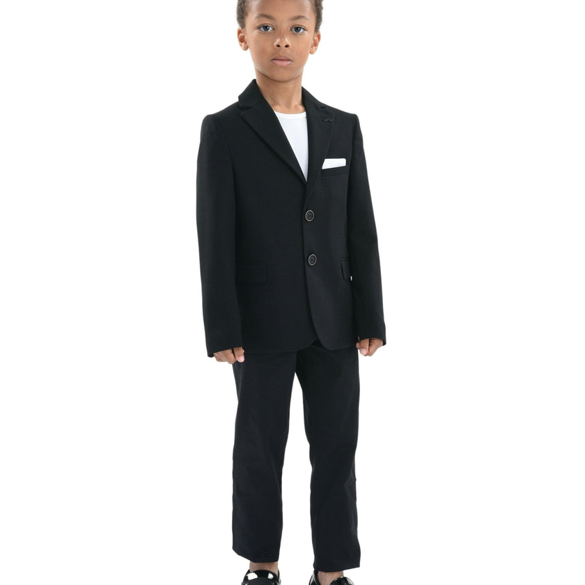 Black Twill Peak Lapel Blazer