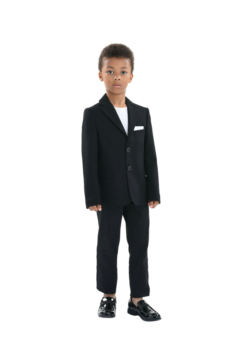 Black Twill Peak Lapel Blazer