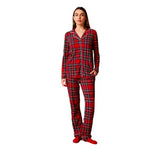 Red Tartan Plaid Women's Relaxed Pant Luxe Loungewear