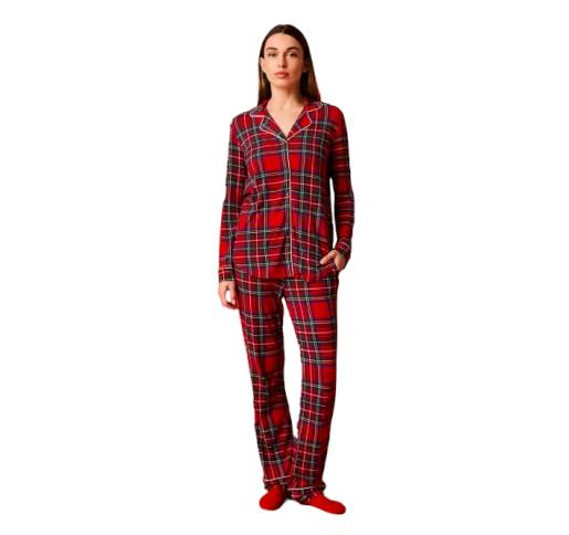 Red Tartan Plaid Women's Relaxed Pant Luxe Loungewear
