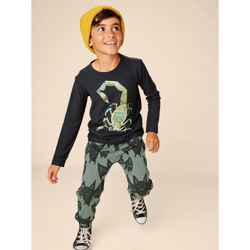 Scorpion Glow Graphic Print Long Sleeve T-Shirt, Black