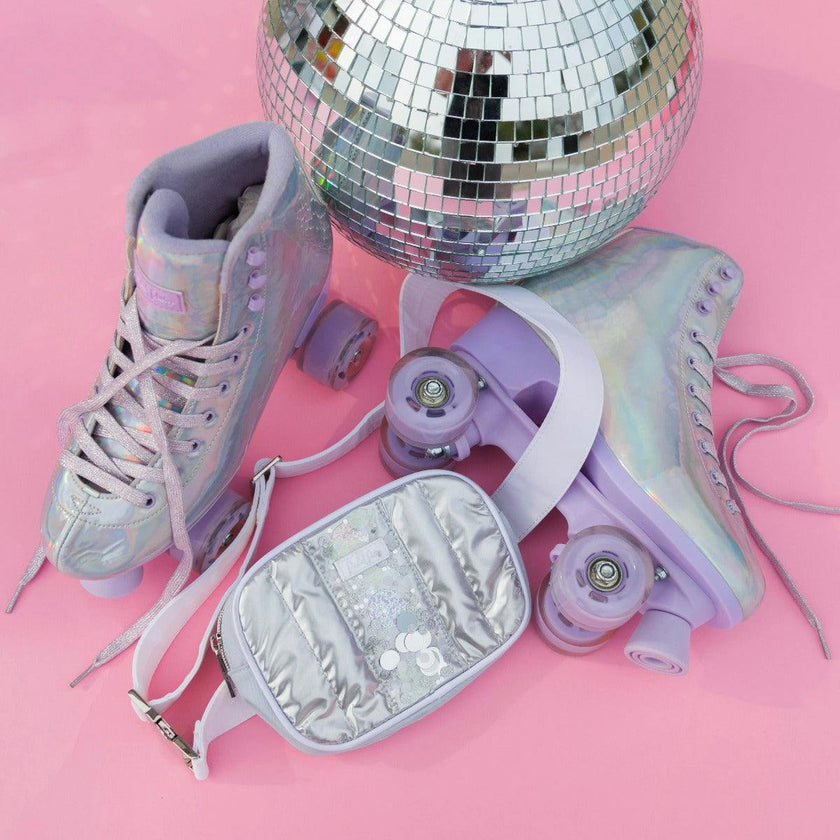 Packed Party Confetti-Filled 7.5" Silver Belt Bag