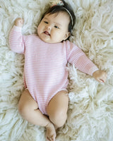 Baby Knit Romper Pink Stripe