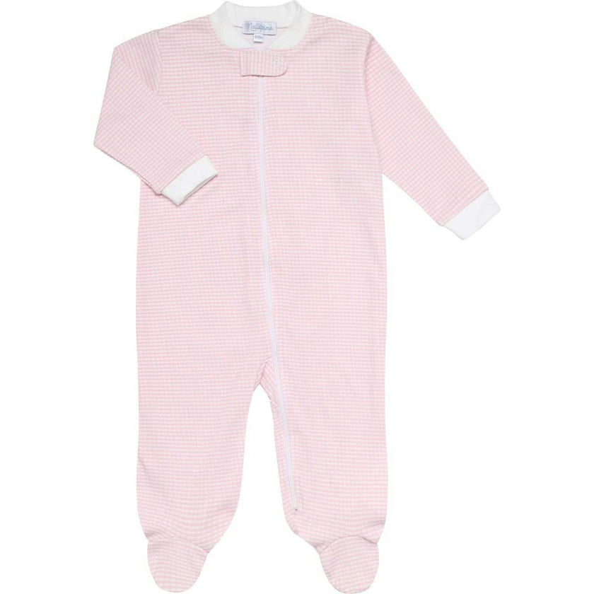 Pink Gingham Zipper Footie