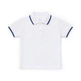 White Polo Shirt With Navy Tipping