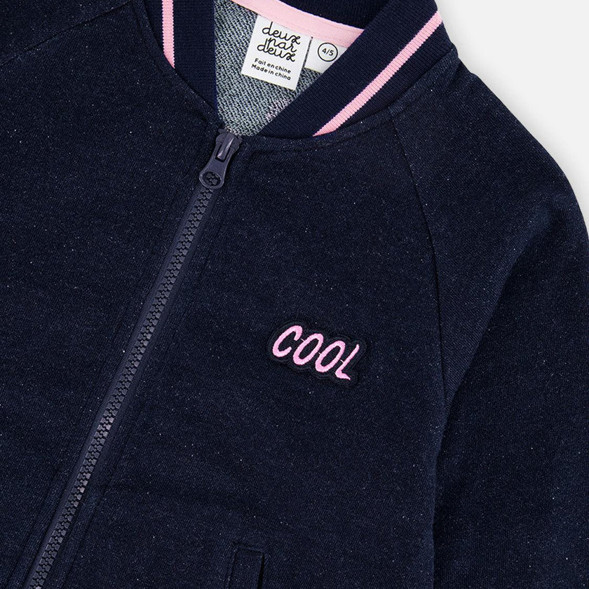 French Terry Jacket Navy Blue Denim