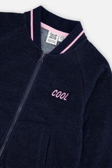 French Terry Jacket Navy Blue Denim