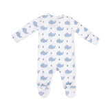 Bubbly Sailor Whales Blue - 2 Way Zipper Footie