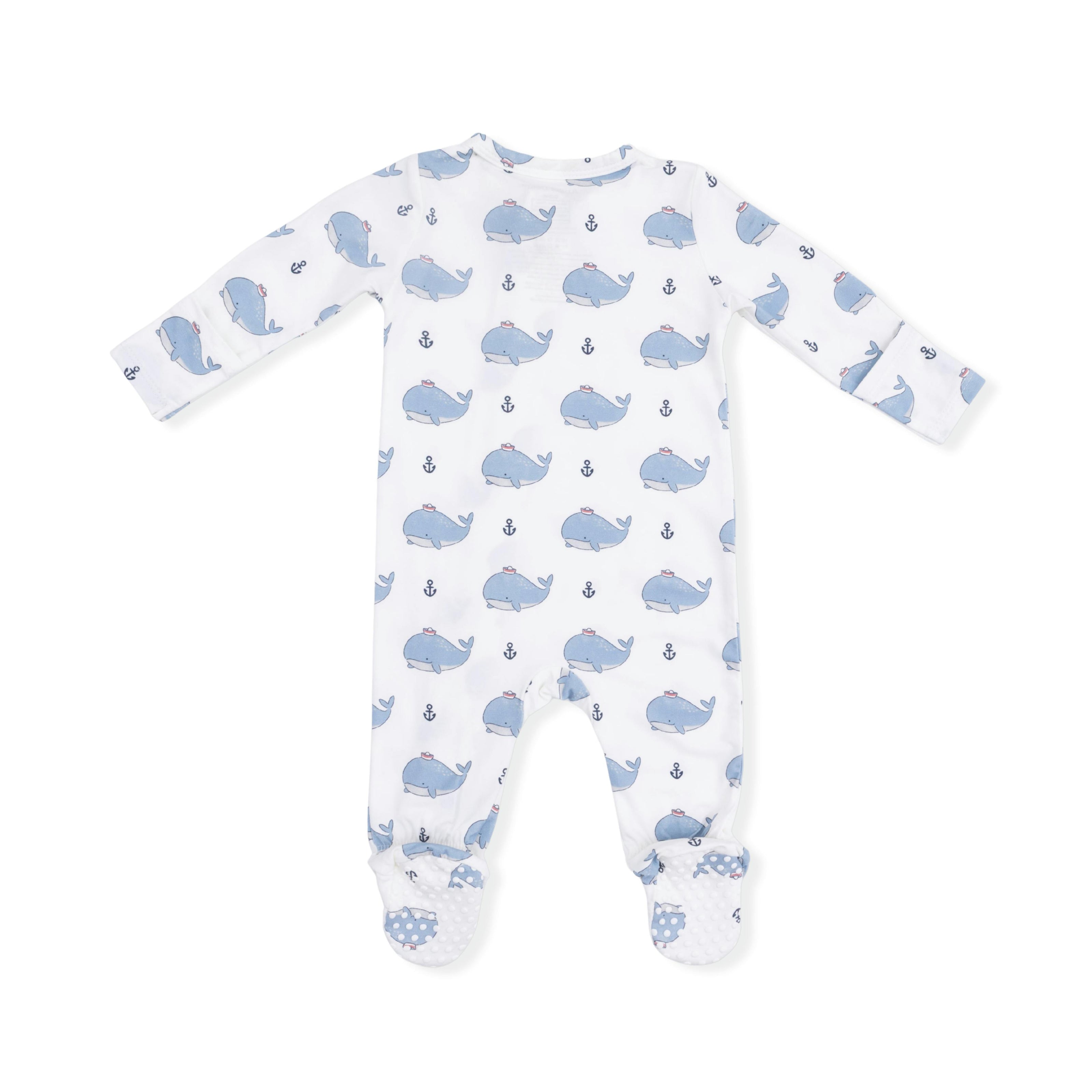 Bubbly Sailor Whales Blue - 2 Way Zipper Footie
